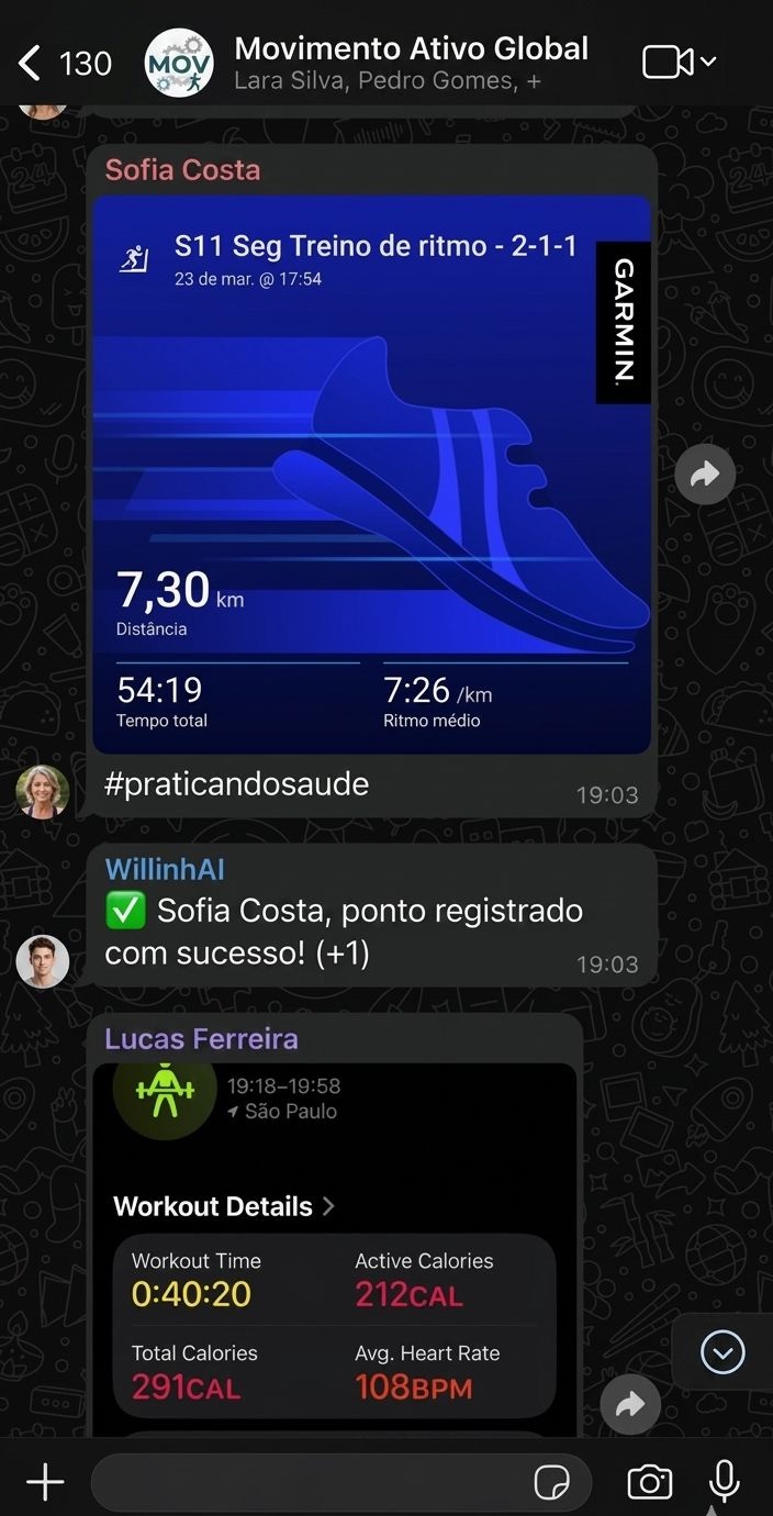Pontuação e reconhecimento no WhatsApp